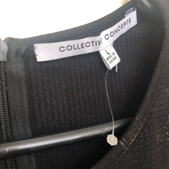 COLLECTIVE CONCEPTS Large (fits small) Short Sleeve Knit Top Black NWOT - Picture 11 of 12